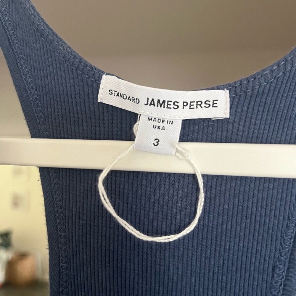 James Perse Blue Ribbed Tank Top - Picture 3 of 3